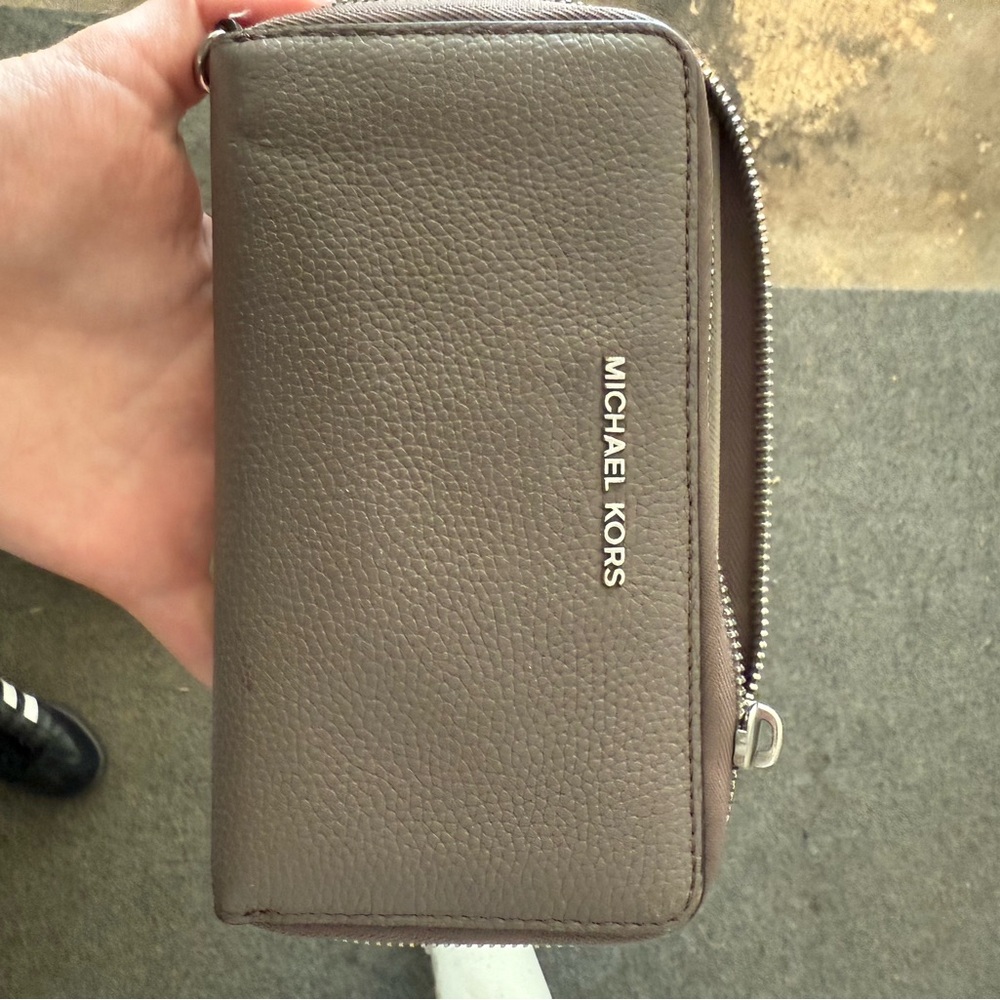 Michael Kors Taupe Zip Wallet
